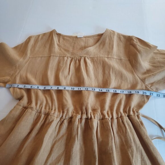 Lintico 100% Linen A-Line Drawstring Waist Midi Dixie Dress Size XL - Picture 5 of 12